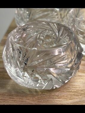 Antique Style Pressed Glass Open Salt Cellar Dip Bowl Hobstar Pattern